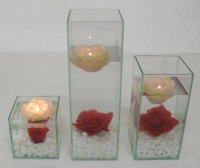 3 Piece Glass Vases Set (Square)