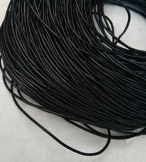 Cowhide Leather Cord, Black. 1.5mm thick, sold per meter