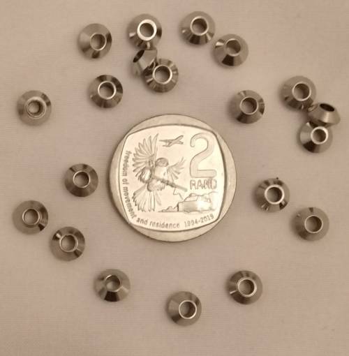 40 x Stainless Steel Bicone Bead. 6mmx 3mm, hole 2.5mm