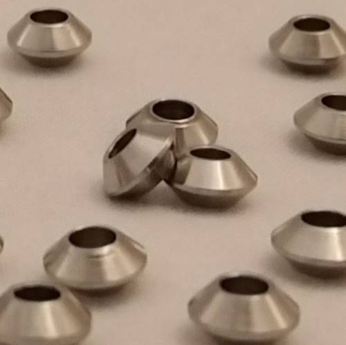 40 x Stainless Steel Bicone Bead. 6mmx 3mm, hole 2.5mm
