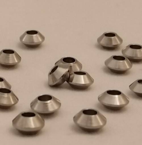 40 x Stainless Steel Bicone Bead. 6mmx 3mm, hole 2.5mm
