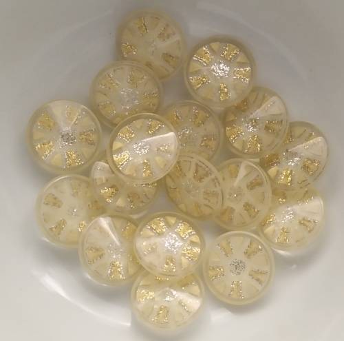 17 x Cream and Gold Resin Buttons, 12mm