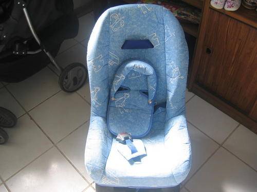 Blue padded car seat