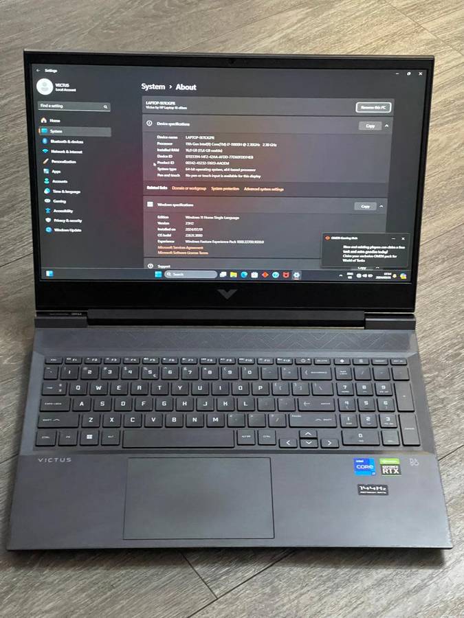 HP  VICTUS 16 GAMING | 4GB NVIDIA RTX 3050 Ti | 11th GEN CORE i7-11800H | 16GB RAM | 512GB SSD WIN11