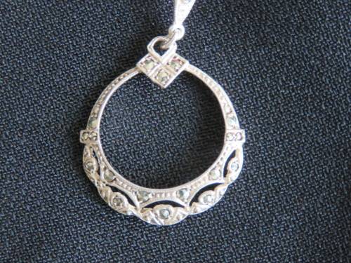 SILVER MARCASITE HOOP EARRINGS