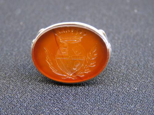 VICTORIAN LARGE SILVER CORNELIAN INTAGLIO SEAL RING