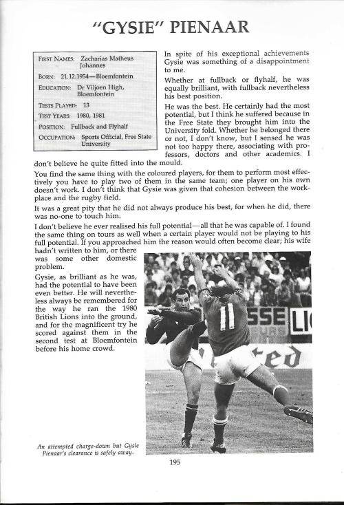 THE LEGENDS OF SPRINGBOK RUGBY 1889 - 1989 edited by K.CLAYTON