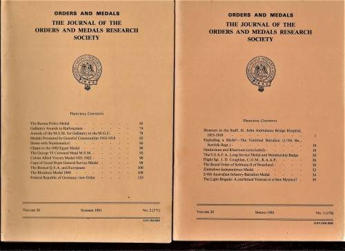 ORDERS AND MEDALS RESEARCH SOCIETY JOURNALS  X 36