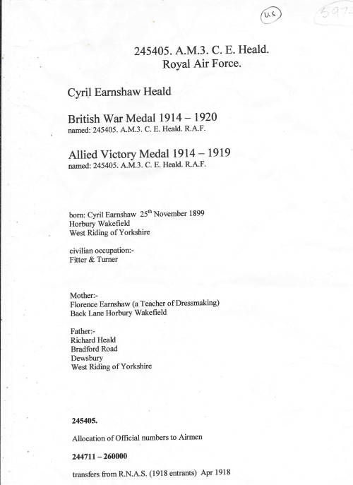 WW1 WAR MEDAL and VICTORY MEDALS.  ( R.A.F. )