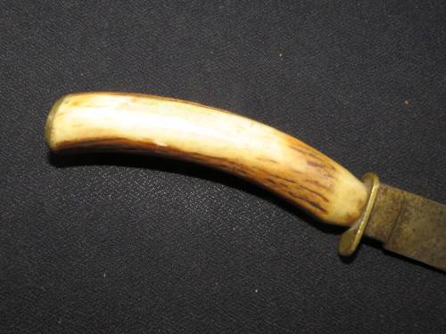 STAG HORN BOWIE KNIFE with LEATHER SCABBARD
