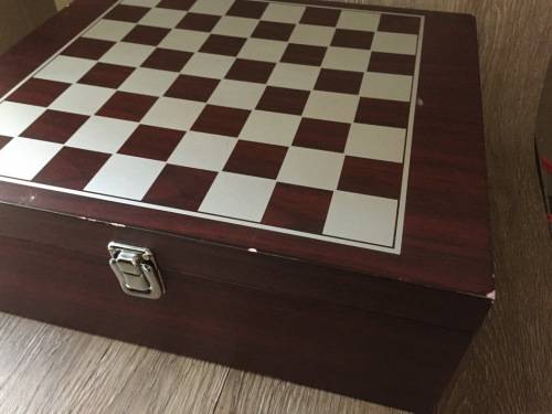 Wooden Chess Set with Wine Box & Wine Accessories