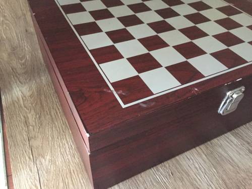 Wooden Chess Set with Wine Box & Wine Accessories