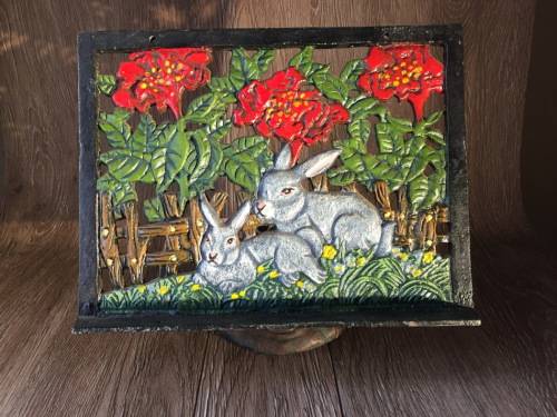 Cast Iron Cook Book Stand with Rabbit Design