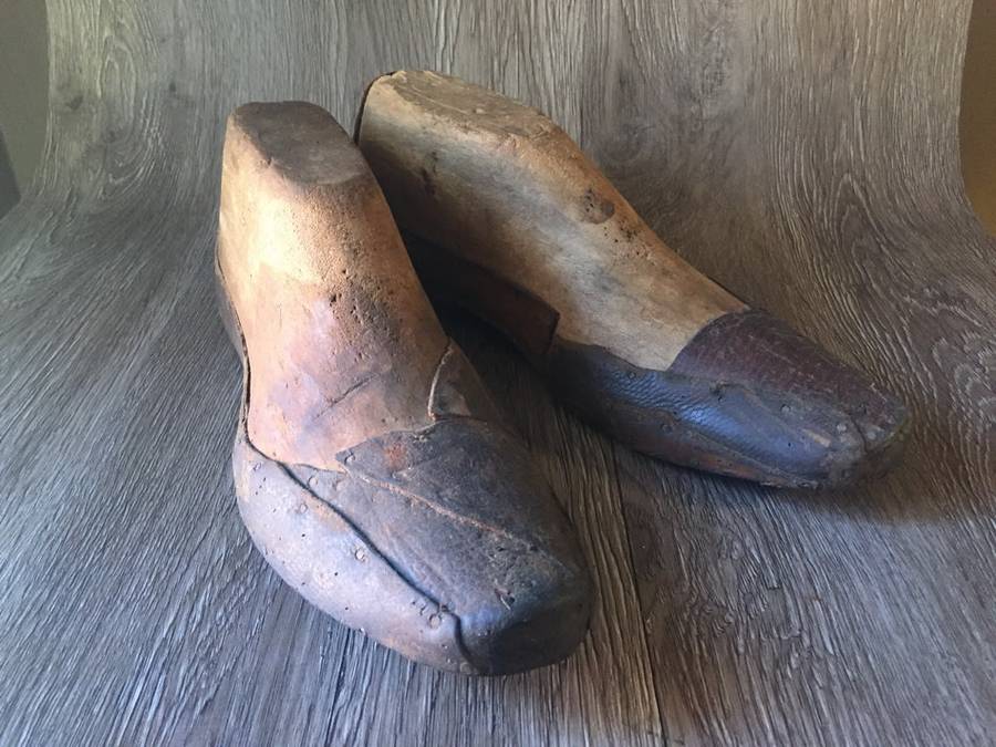 Very Old Wood & Leather Shoemaker Forms (Pair)