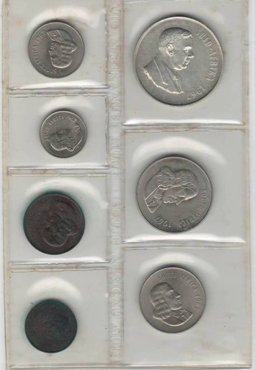 South African R1 Silver proof set 1967