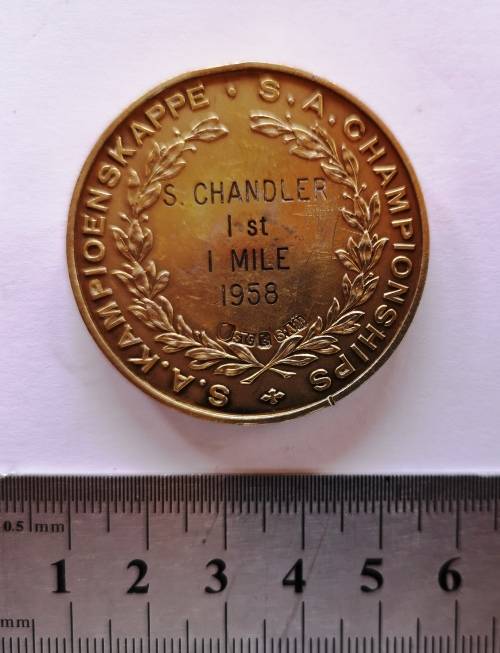 Sterling Silver Medal:South African Cycling Championships:1 Mile 1958