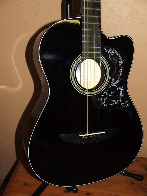 Acoustic Guitar with Cutaway: Folk Style - Gloss Black! Brand New!
