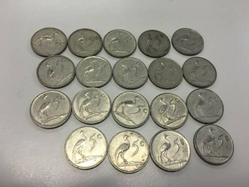 19 x used 5c Coins