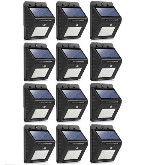 SQI. 25 Led Solar Powered LED Wall Light + PIR Sensor+Night Sensor Pack 12