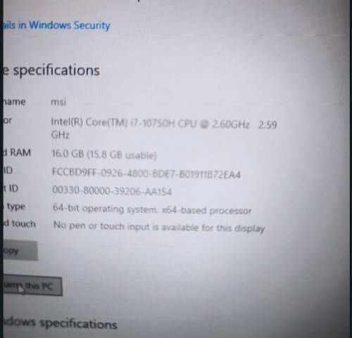 Gaming Laptop MSI GF75 10SDR i7