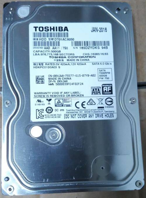 TOSHIBA HDD 500GB - 3.5