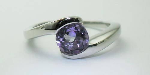 CSJ - Genuine Amethyst 0.75ct Ring in 925 Sterling Silver Size 6