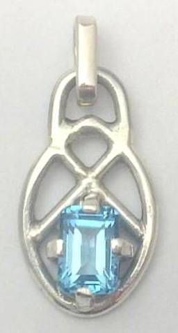Charmed Silver - Genuine 0.89ct Swiss Blue Topaz Pendant in Sterling Silver