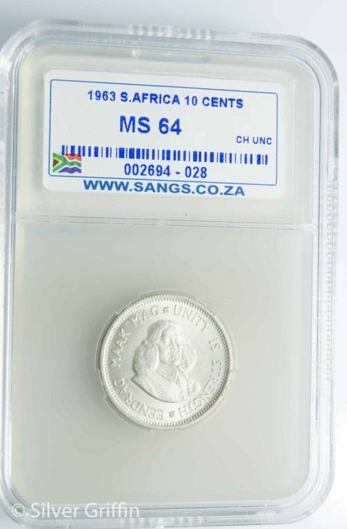 1963  SA 10 CENTS MS 64 SANGS GRADED
