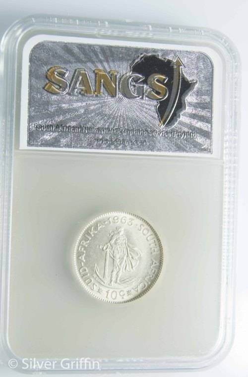 1963  SA 10 CENTS MS 64 SANGS GRADED