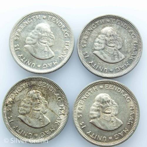 QTY 4 X 1962 SOUTH AFRICA 5 CENTS BID PER COIN TO TAKE ALL