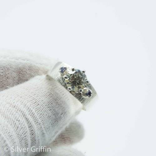 1.38 ct J-K SI2 Colour Round Cut Moissanite  925 Solid Silver Ring