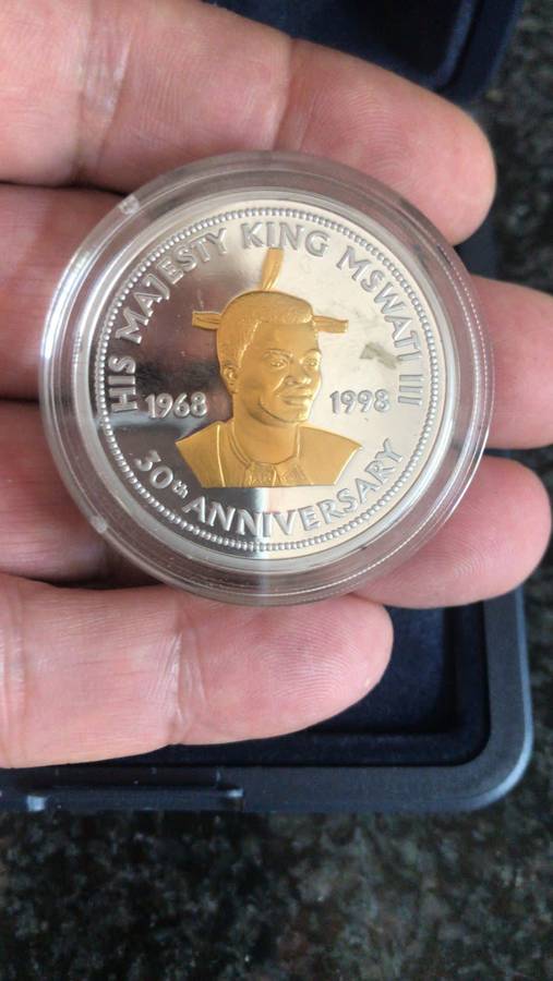 1 oz FINE SILVER 999.SWAZILAND ANNIVERSARY. MINTAGE 1000 pcs.