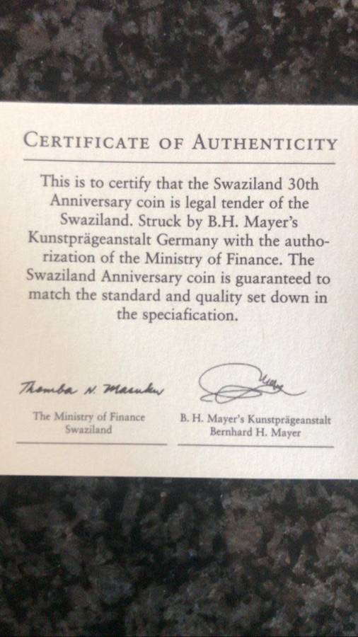 5 0z OF FINE SILVER 999. 30TH ANNIVERSARY.LIMITED MINTAGE