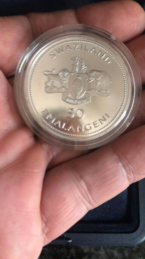1 oz FINE SILVER 999.SWAZILAND ANNIVERSARY. MINTAGE 1000 pcs.