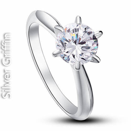 1.25 Carat Round Cut Cr Diamond 925 Sterling Silver Engagement Ring Size 7