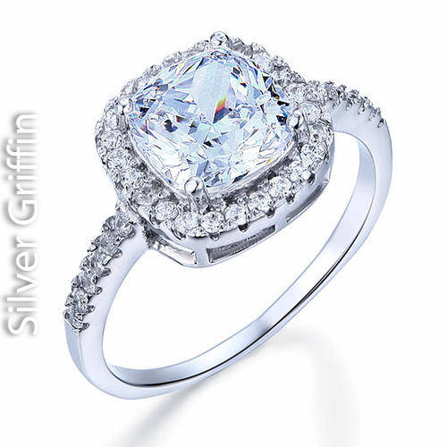 3 Carat Cushion Cut,Simulated Diamond, Solid 925 Sterling Silver, Ring Size 7
