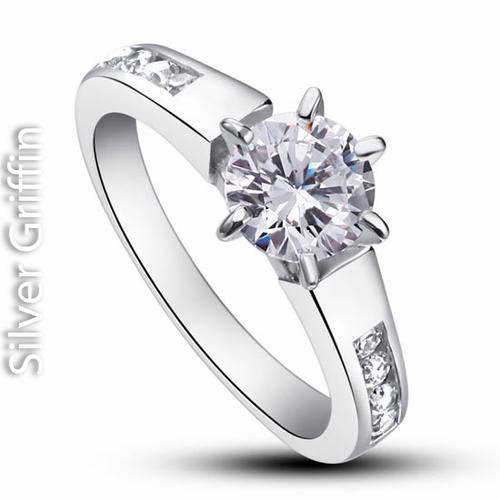 1.25 Carat Round Cut  Cr. Diamond 925 Sterling Silver Bridal Ring Size 8