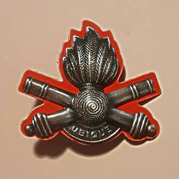 10 Artillery Brigade Oxsidised Silver On red Plastic Cap Badge With Screws In Place.