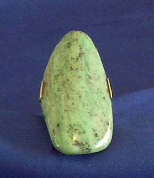 GREEN SEMI - PRECIOUS STONE - SET IN SILVER - RING