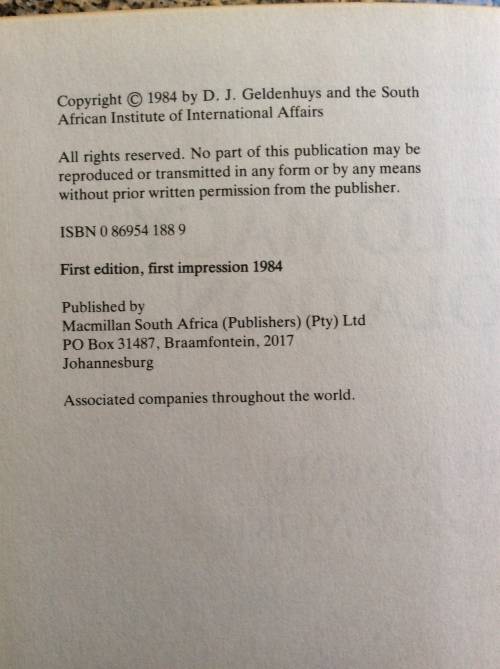 The Diplomacy of Isolation: South African Foreign Policy Making  Geldenhuys, Deon