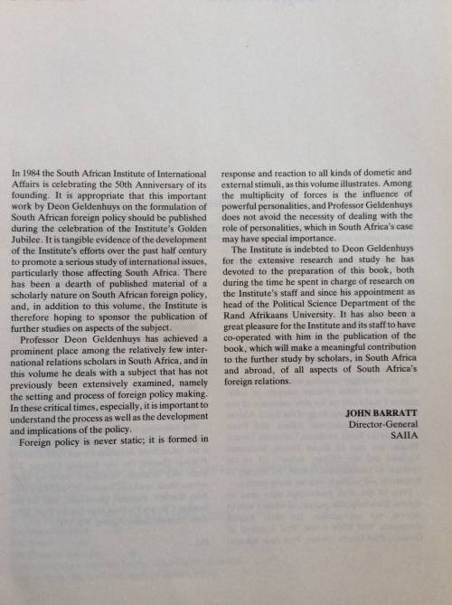 The Diplomacy of Isolation: South African Foreign Policy Making  Geldenhuys, Deon