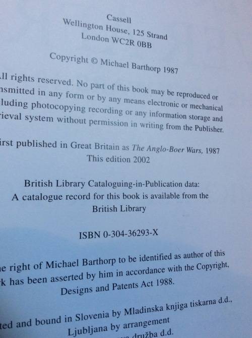 Slogging over Africa The Boer Wars 1815-1902  Barthorp, Michael