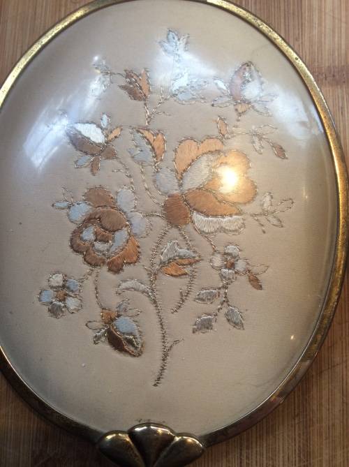 Brass hand mirror and brush set