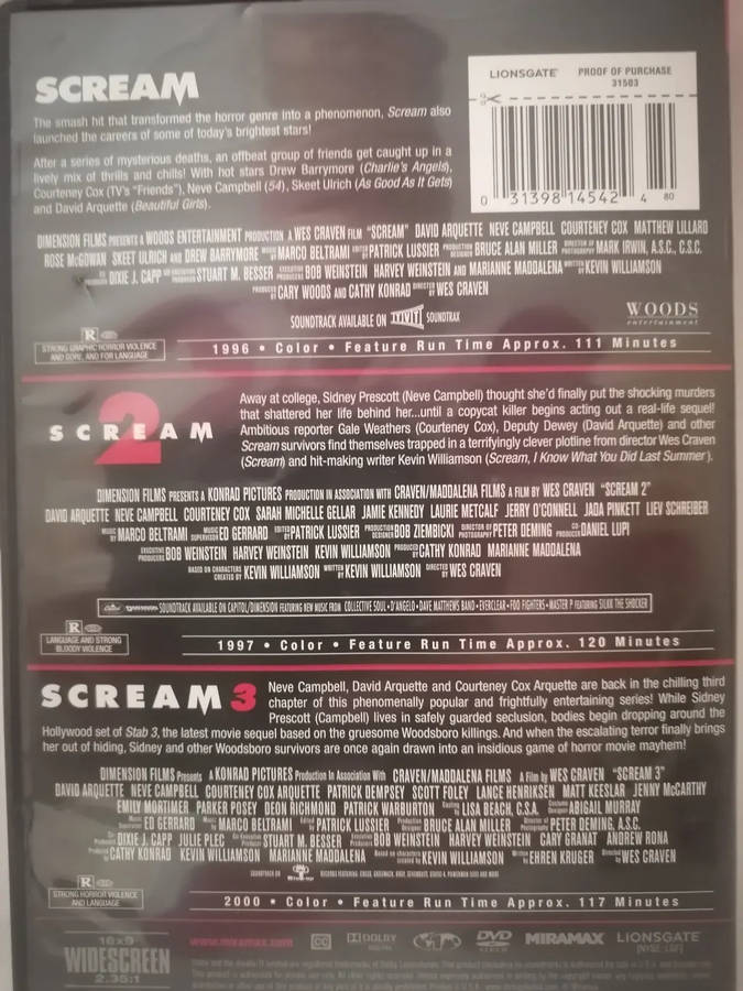 Scream 1-3 Collection 1996 - 2000 (3 DVDs)