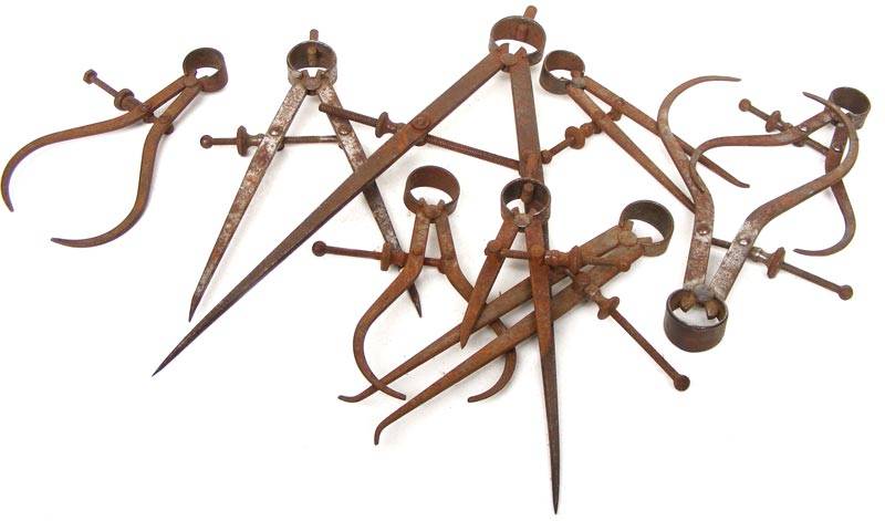 Lot Old Inside and Outside Measuring Calipers - Moore & Wright Sheffield England