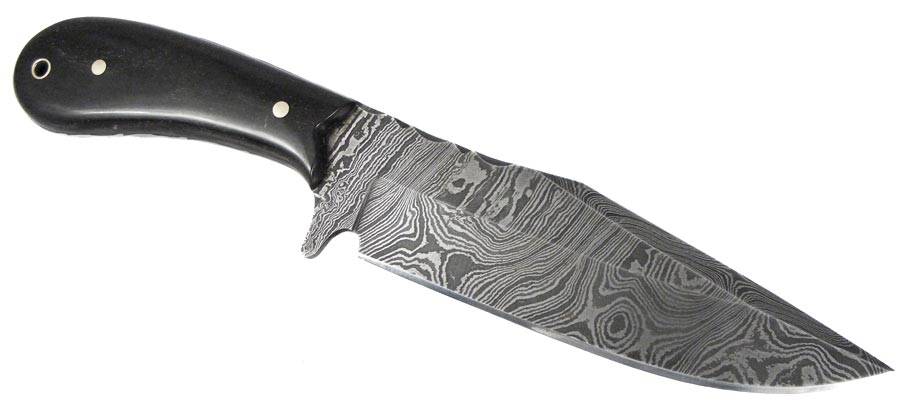 Hand Forged Genuine Damascus Folded Steel Hunting Knife - Buffalo Horn Handle
