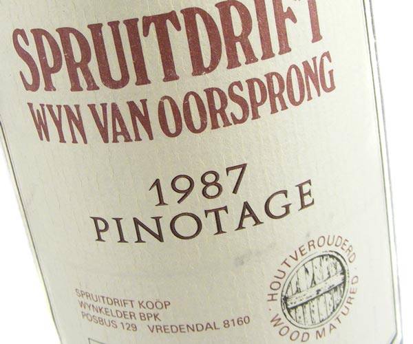 1987 Vintage Spruitdrift Pinotage - only 1 Available - 35 year old dry red wine