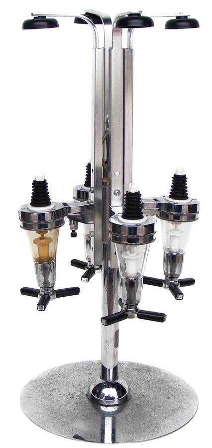 4 Bottle Chrome and aluminium Revolving Liquor dispenser/optic in good useable condition