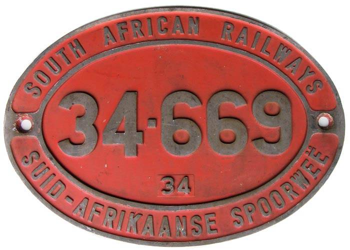 SAR/SAS Train Diesel Engine/Locomotive Bilingual Number Plate Series 34 no. 669