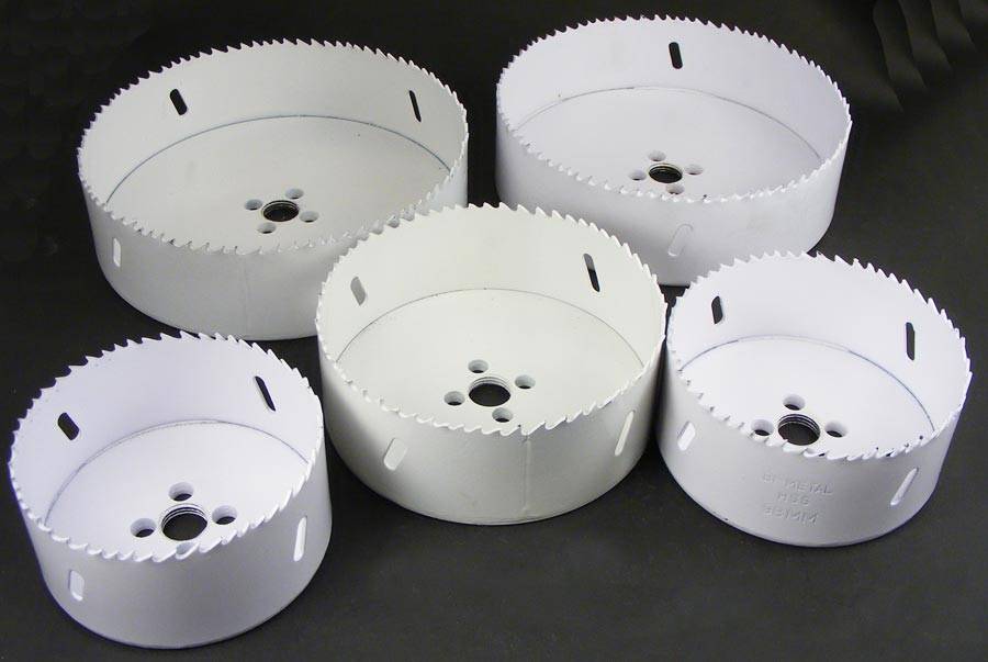 Set of 5 New Large Tork Craft HSS Bi Metal Hole Saws - 92, 102, 121, 140, 146mm for metal, wood etc.